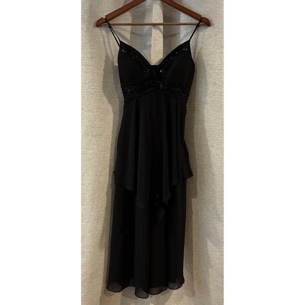 Vintage Simon Chang‎ Dress Beaded Sequins Asymmetrical Size 4 Y2K 90s